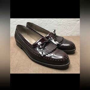 Bally Chester Men's Loafers Burgundy Leather Kiltie Tie Size 9D Made in Italy